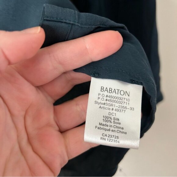 Aritzia Babaton Tie Front Blouse Forest Green Teal Scoop neck Size Drapey XXS - Picture 10 of 11